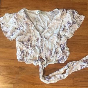 Ruffle Snakeskin Print Vintage Havana Crop Top